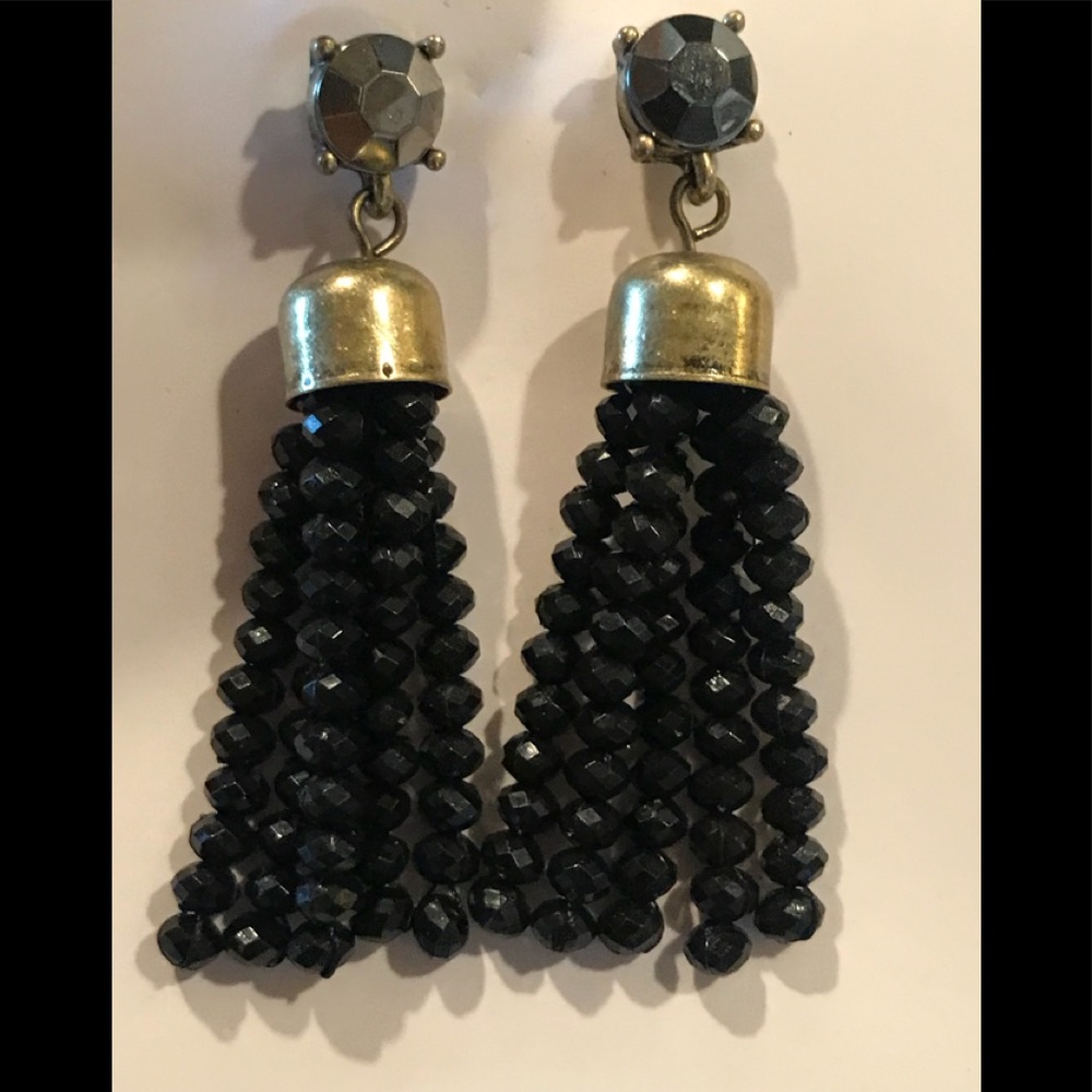 bauble bar black bead tassel earrings 2 innew! $15